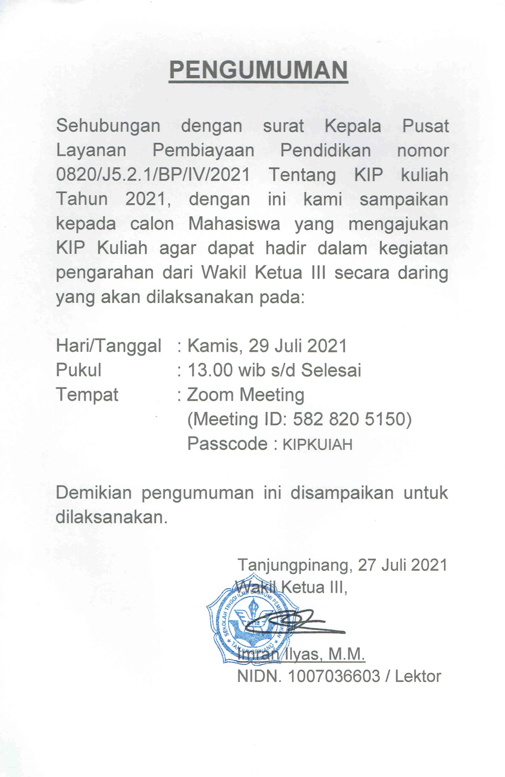 KIP STIE Pembangunan